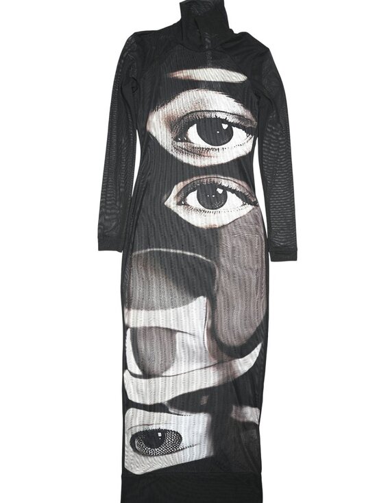 JW PEI Dresses & Skirts - JW Pei Sophia Eye Print Mesh Dress in Black White